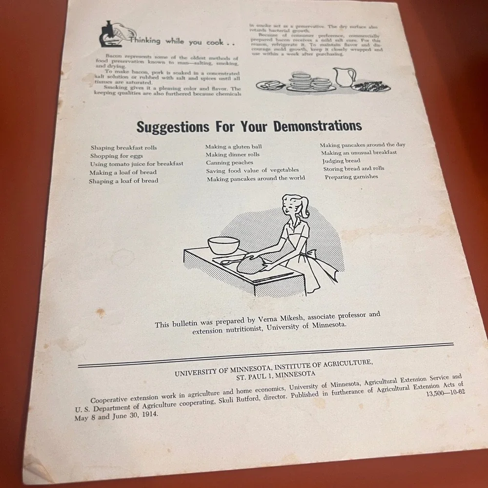 1962 Creative Foods Breads and Cereals 4H Bulletin 56 Verna Mikesh Minnesota
